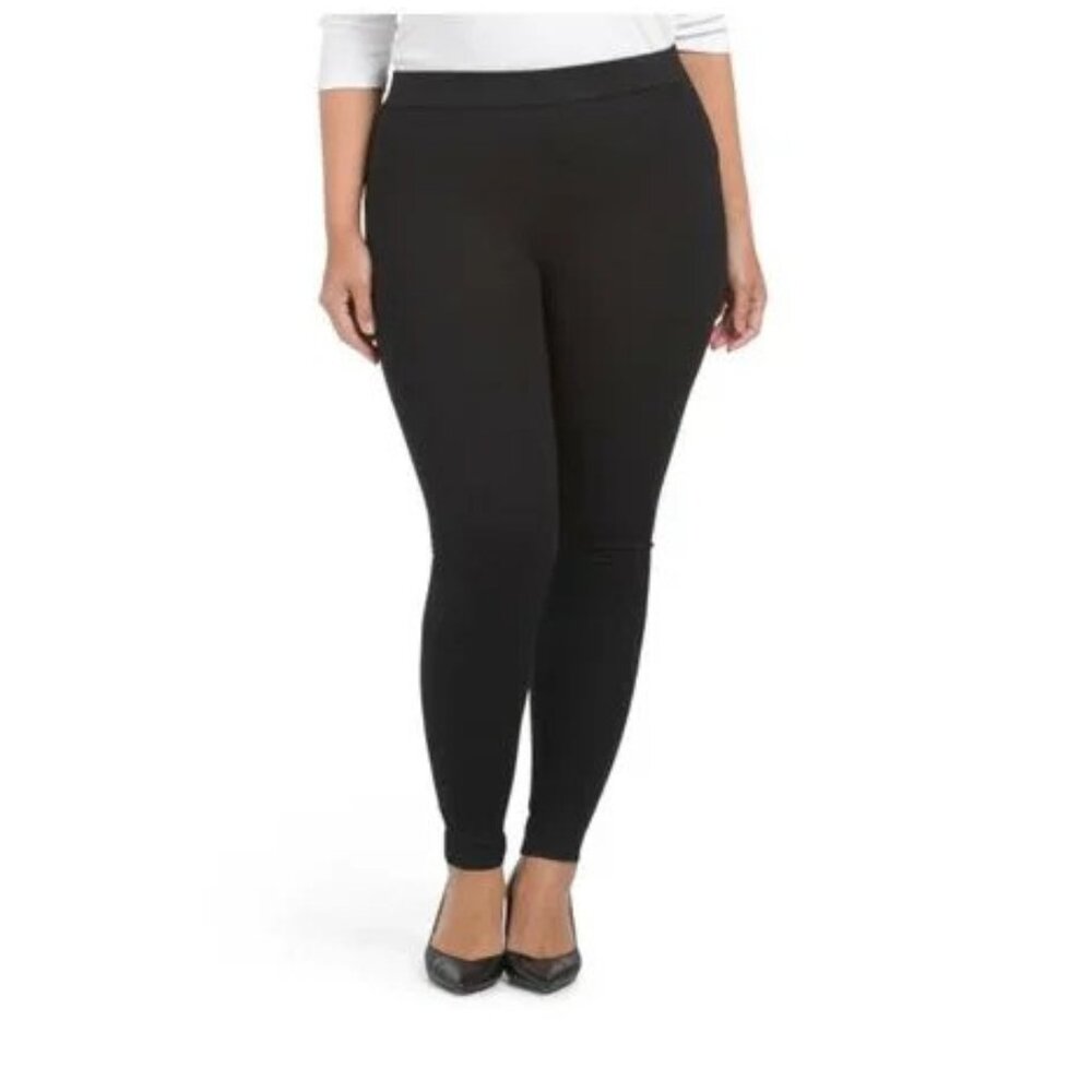 Kay Unger Black Ponte Knit Pants Womens 1X Skinny Leggings Work Corpcore Basic